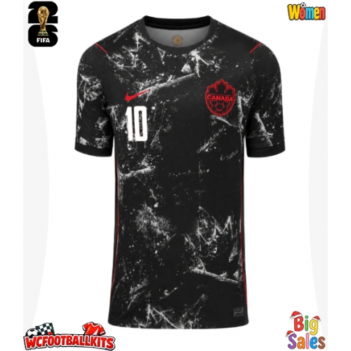 Canada Jonathan David #10 Replica Away Stadium Shirt for Women World Cup 2026 Short Sleeve